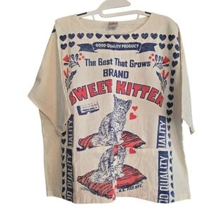Vintage Sack Sweet Kitten Pocket V Neck Tunic Size OS in EUC